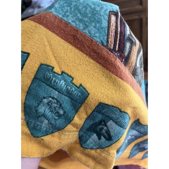 Vintage Harry Potter Twin Bedding Flat Flannel Sheet Sorting Hat Houses - Picture 4 of 4